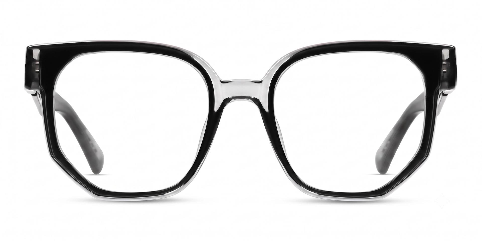 Large Crystal Grey Geometric Full-rim Glasses-1 Large Crystal Grey Geometric Full-rim Glasses-1