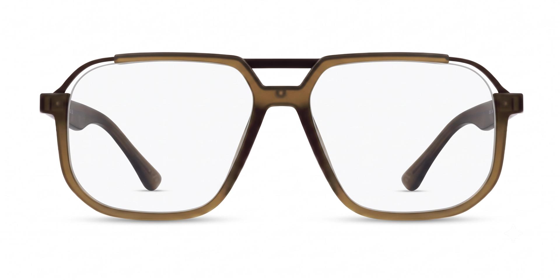 Translucent Caramel Double Bridge Pilot Full-rim Glasses-1