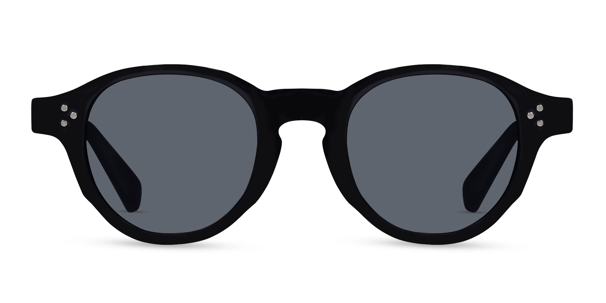 Round Black Keyhole Frame With Grey Tint Sunglasses-1