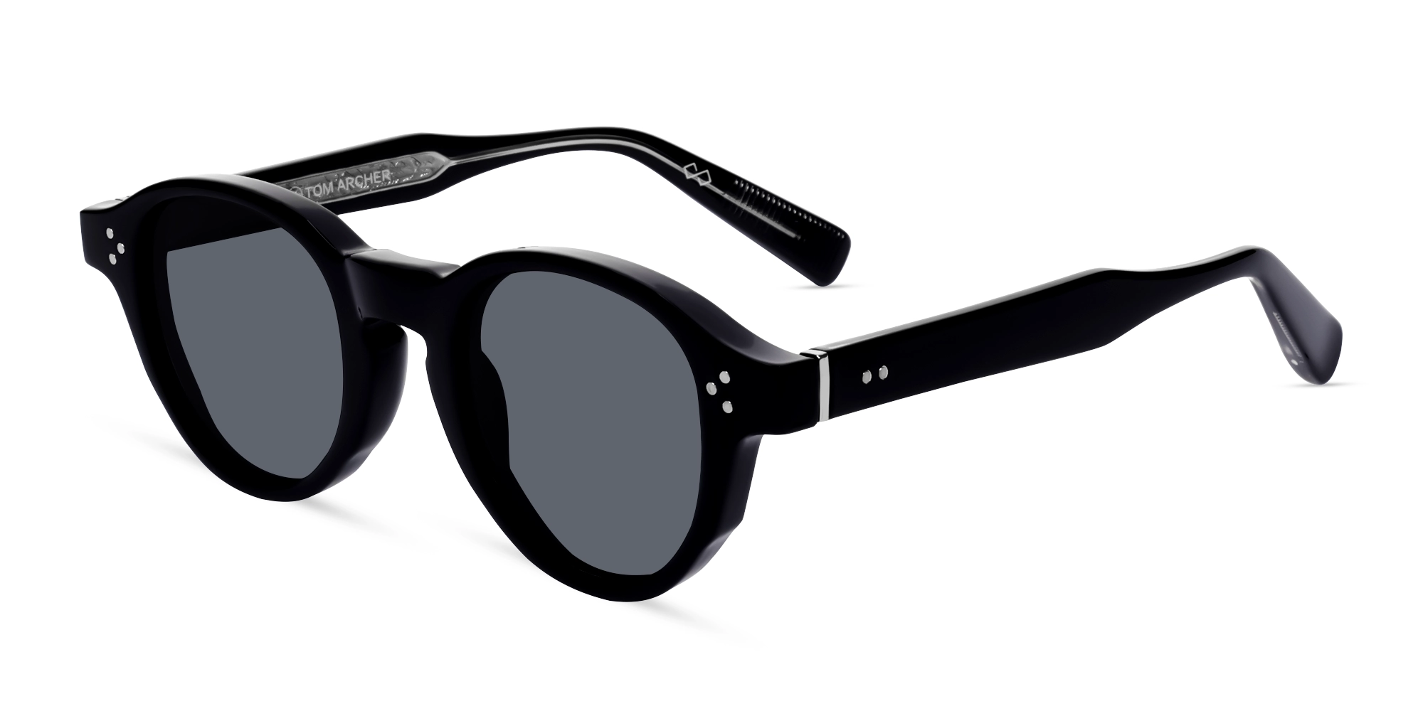 Round Black Keyhole Frame With Grey Tint Sunglasses-3 Round Black Keyhole Frame With Grey Tint Sunglasses-3