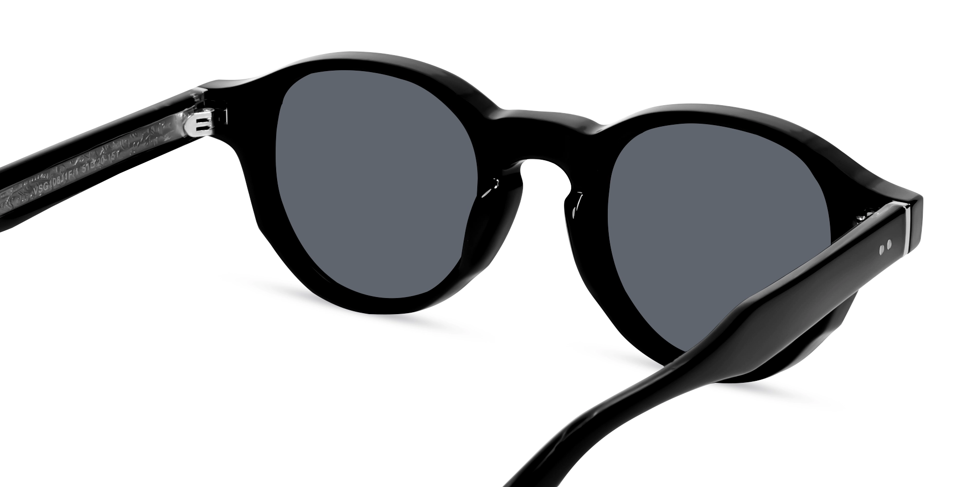 Round Black Keyhole Frame With Grey Tint Sunglasses-5