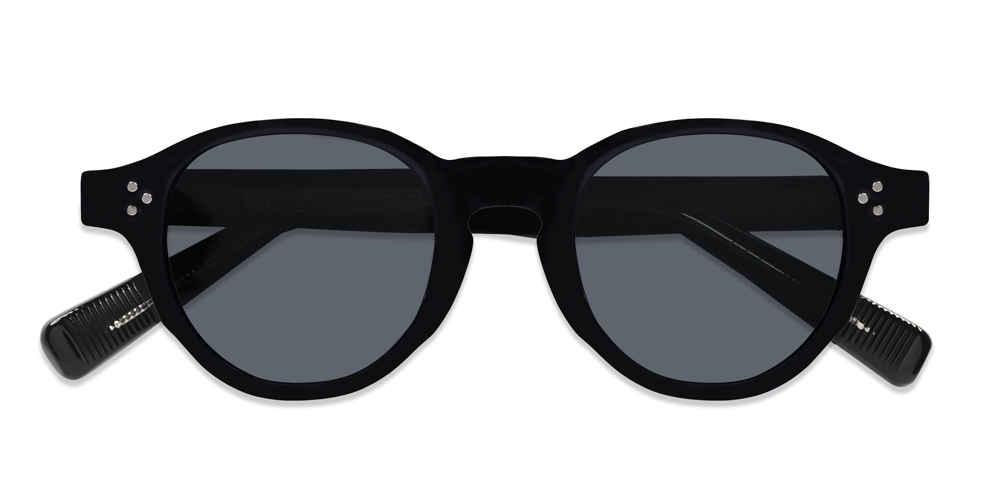 Round Black Keyhole Frame With Grey Tint Sunglasses-6