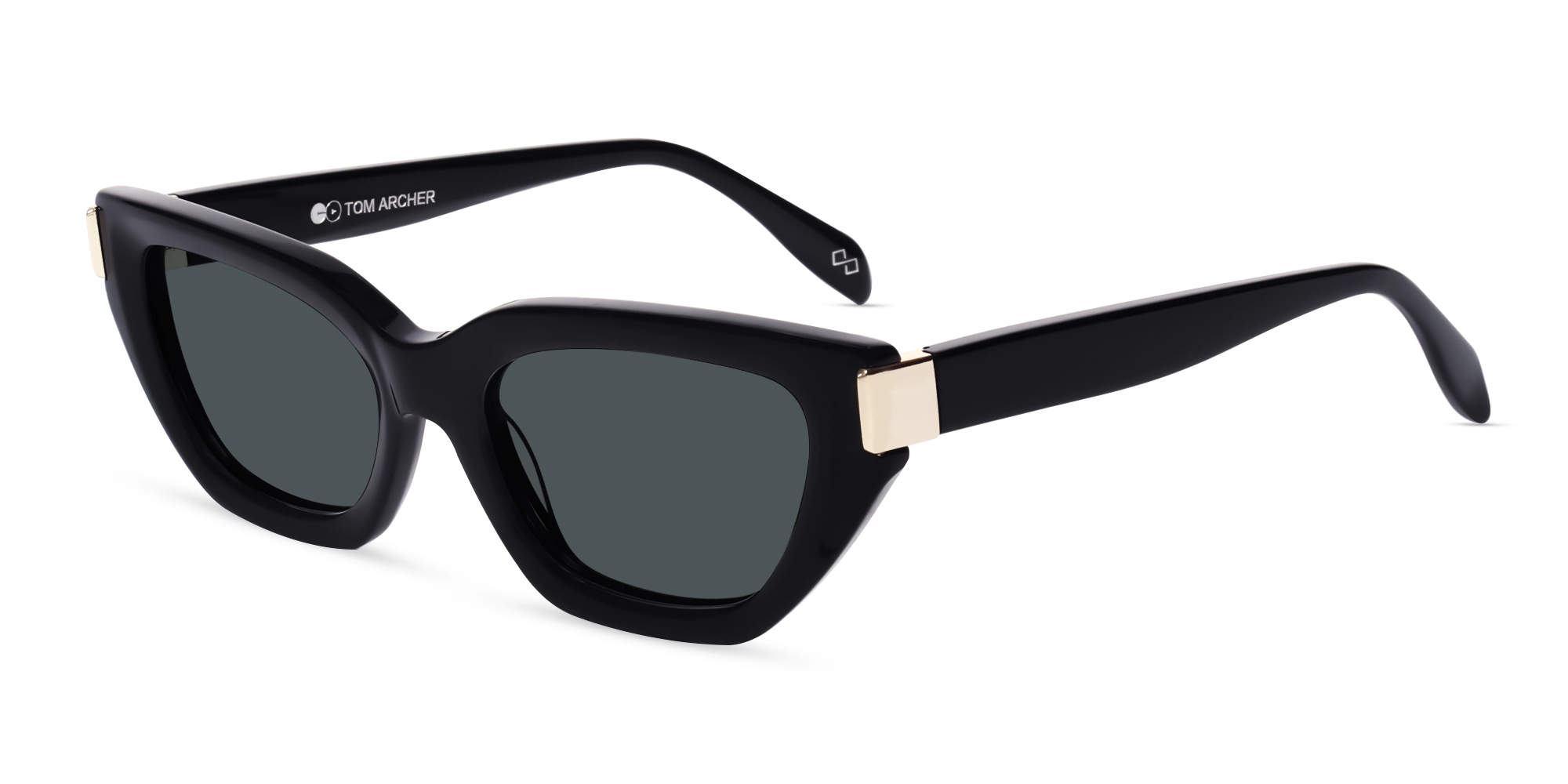 Black Cat-Eye Frame With Dark Grey Tint Sunglasses-3