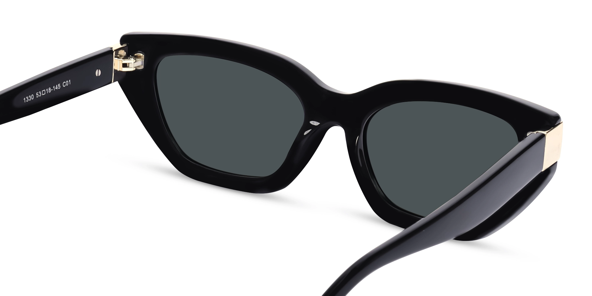 Black Cat-Eye Frame With Dark Grey Tint Sunglasses-5