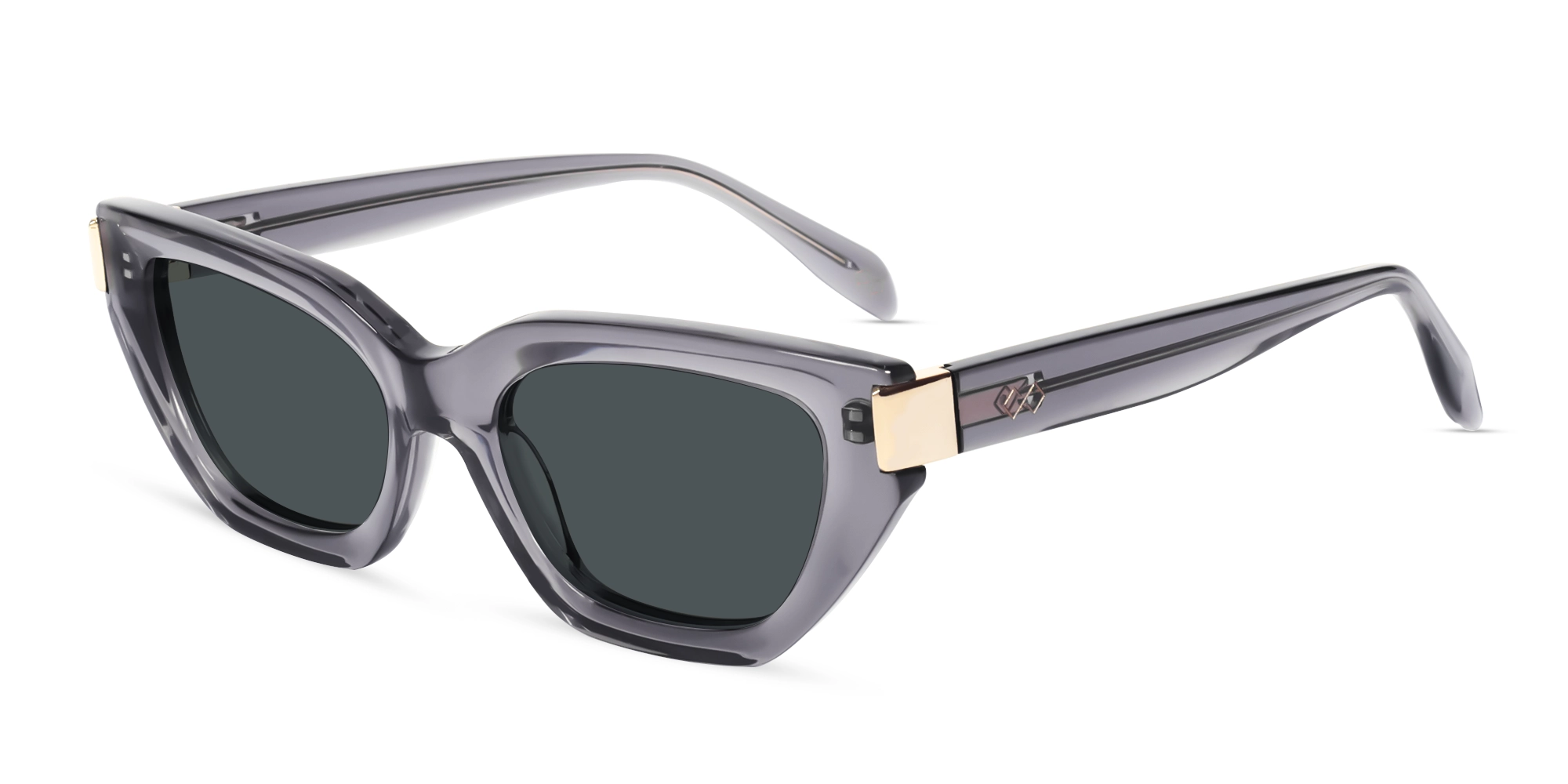 Crystal Grey Cat-Eye Frame With Grey Tint Sunglasses-3