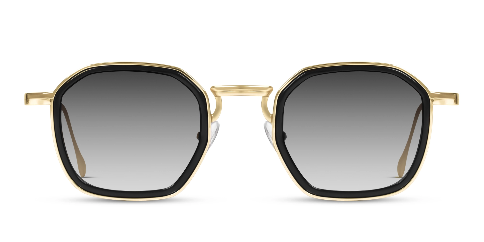 Gold & Grey Frame With Grey Tint Geometric Sunglasses-1 Gold & Grey Frame With Grey Tint Geometric Sunglasses-1