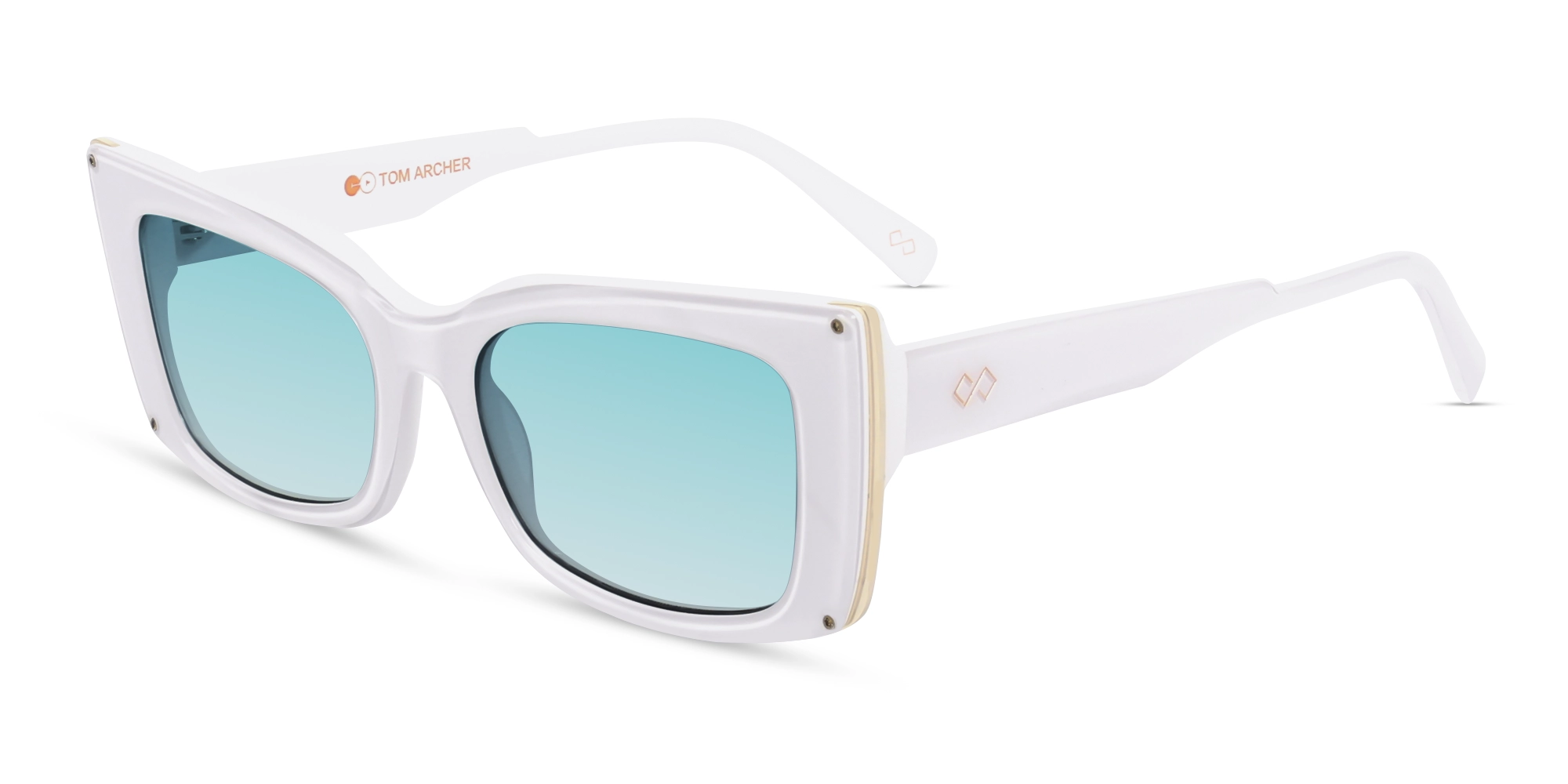 White Cat-Eye Frame With Blue Tint Sunglasses-3 White Cat-Eye Frame With Blue Tint Sunglasses-3