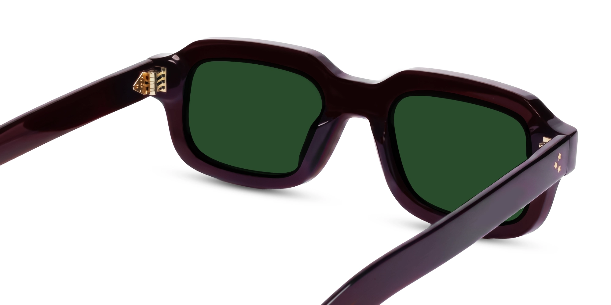 Dark Maroon Thick Frame Sunglasses With Green Tint-5