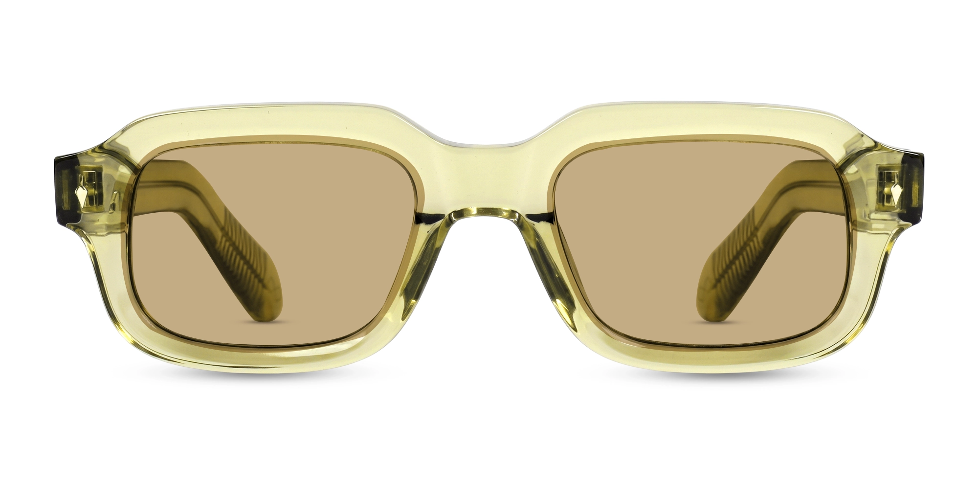 Green Full-Rim Rectangular Sunglasses With Brown Lenses-1 Green Full-Rim Rectangular Sunglasses With Brown Lenses-1