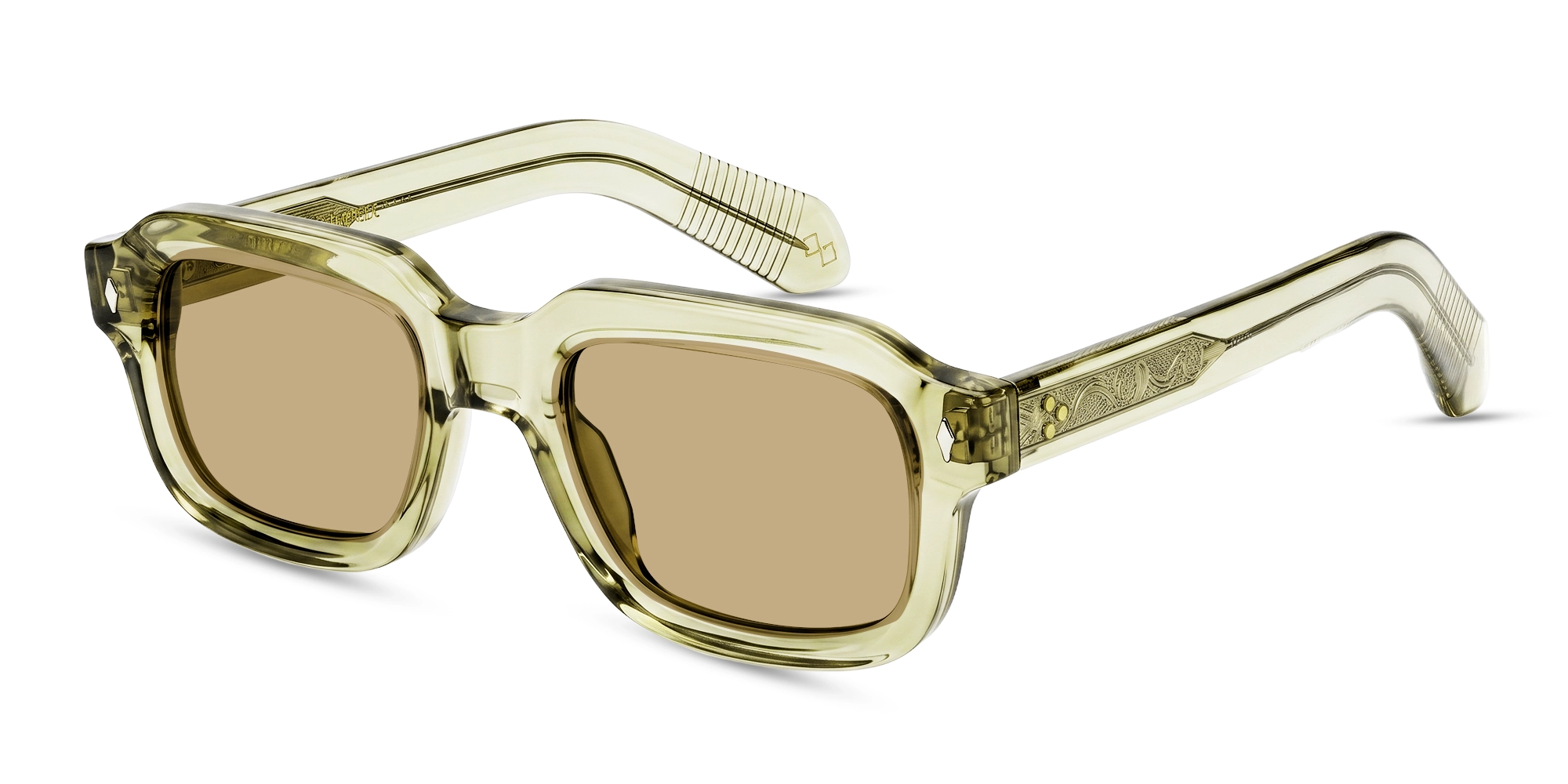 Green Full-Rim Rectangular Sunglasses With Brown Lenses-3 Green Full-Rim Rectangular Sunglasses With Brown Lenses-3