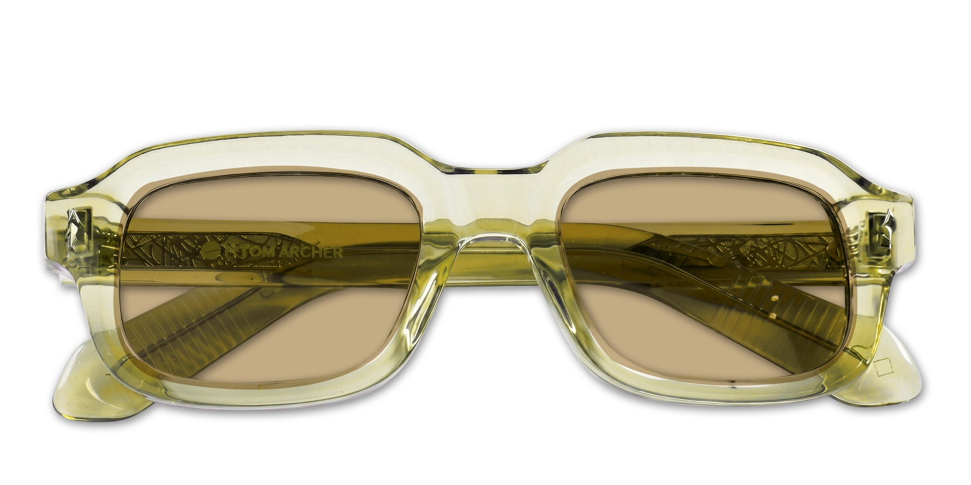 Green Full-Rim Rectangular Sunglasses With Brown Lenses-6