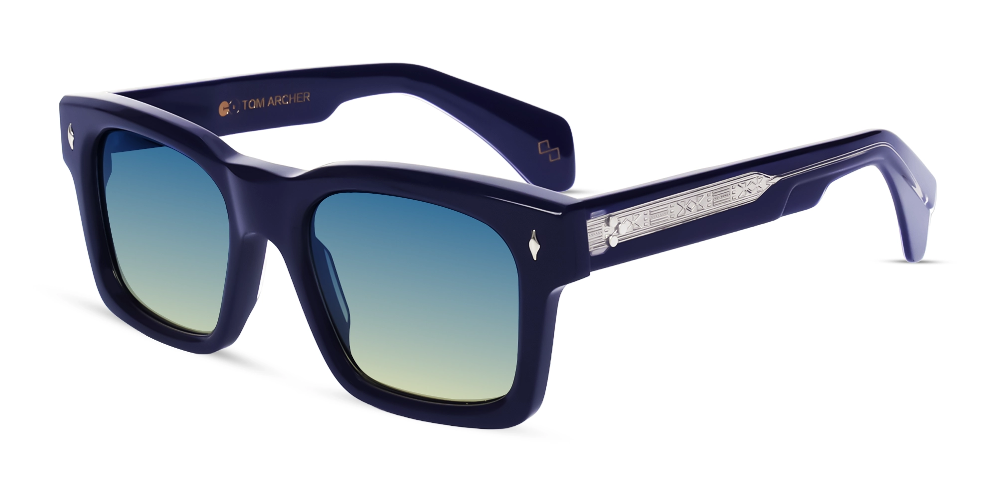Blue Full-Rim Square Sunglasses With Yellow Tint-3