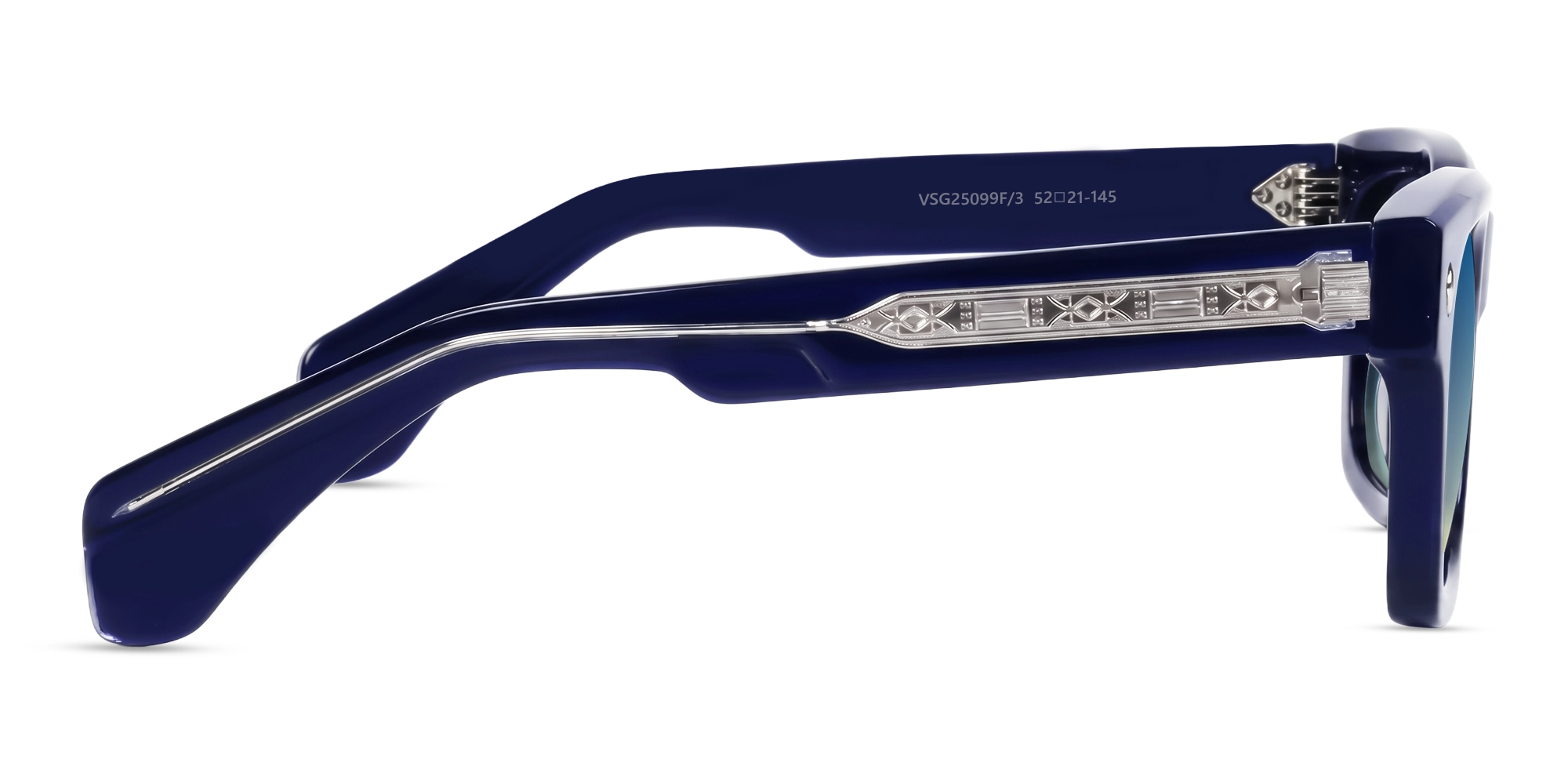 Blue Full-Rim Square Sunglasses With Yellow Tint-4