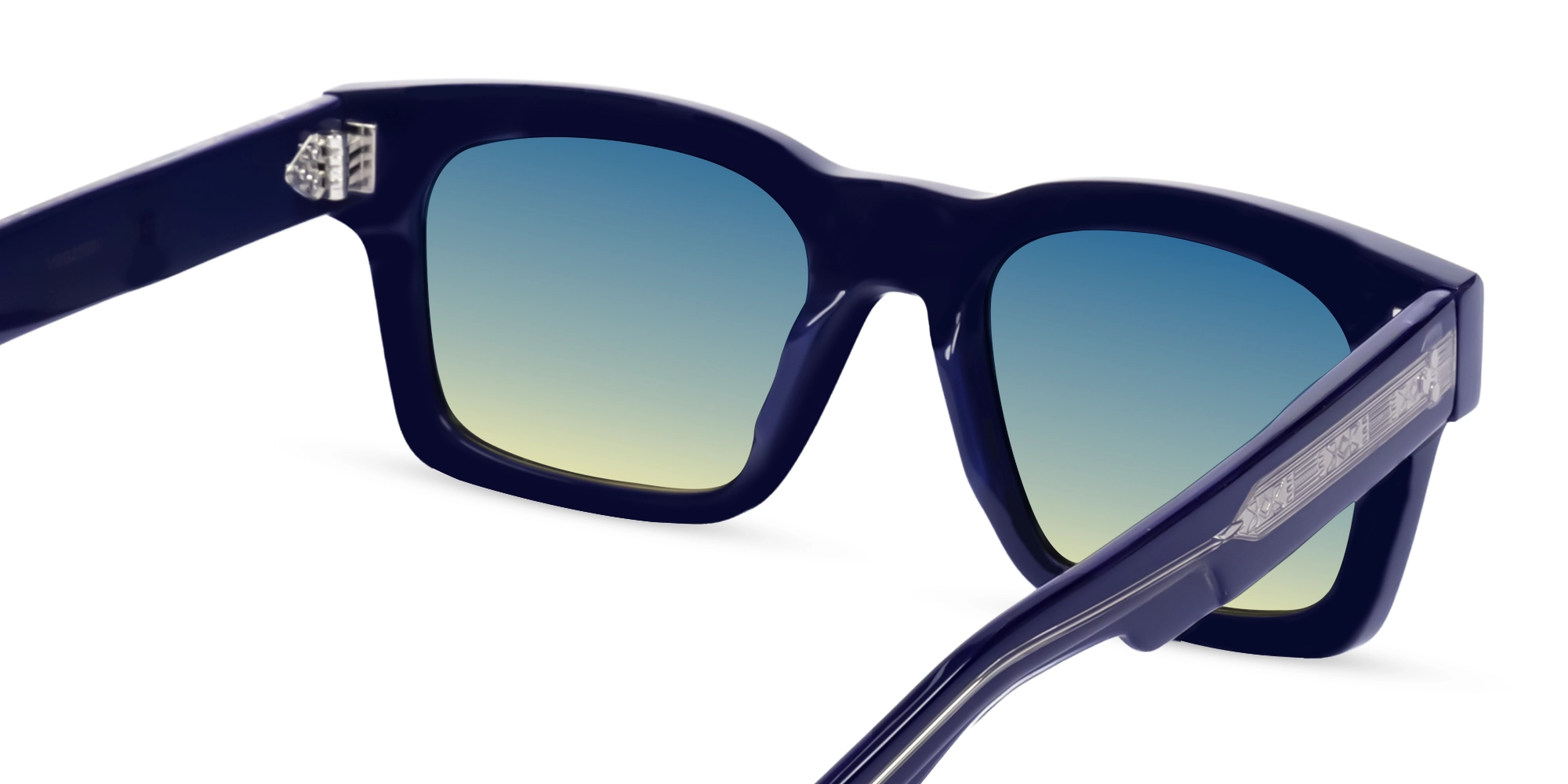 Blue Full-Rim Square Sunglasses With Yellow Tint-5