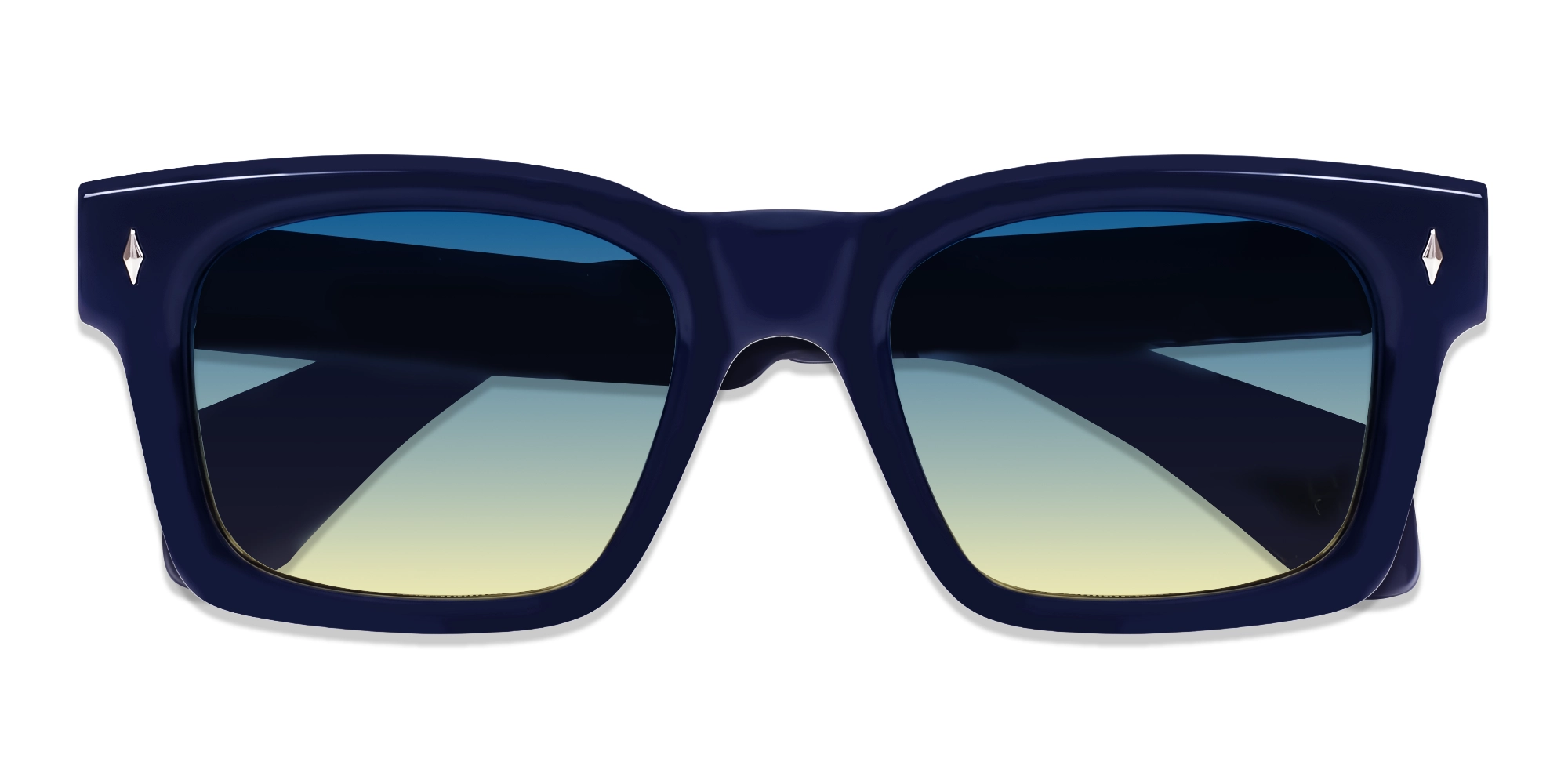 Blue Full-Rim Square Sunglasses With Yellow Tint-6