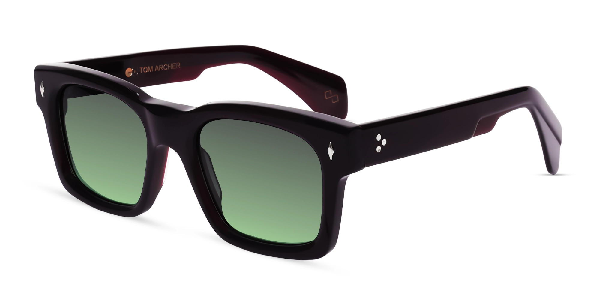 Maroon Vintage Sunglasses With Light Green Lenses-3