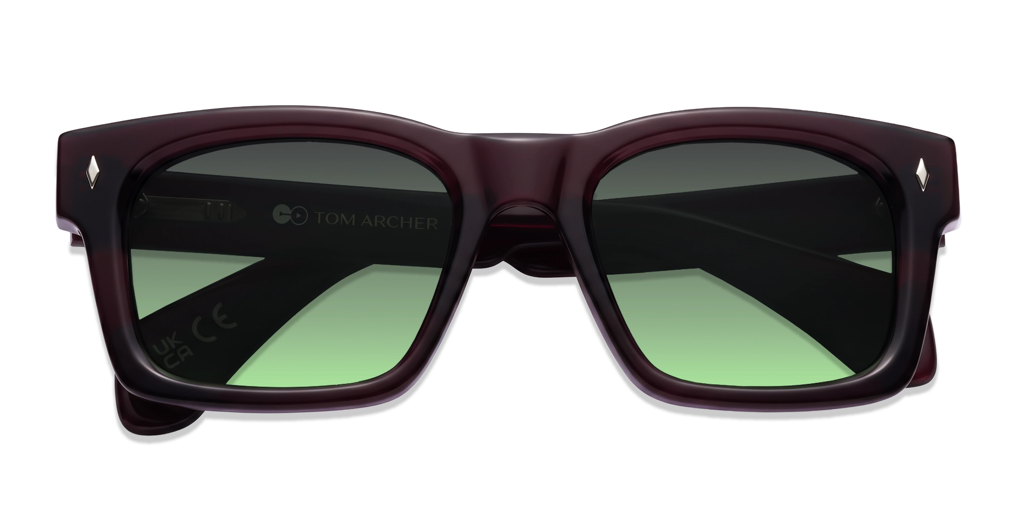 Maroon Vintage Sunglasses With Light Green Lenses-6