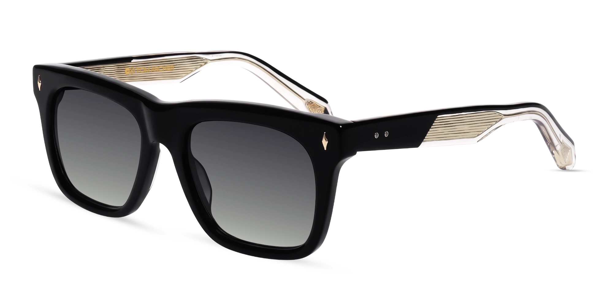 Black Thick Square Frame With Grey Tint Sunglasses-3