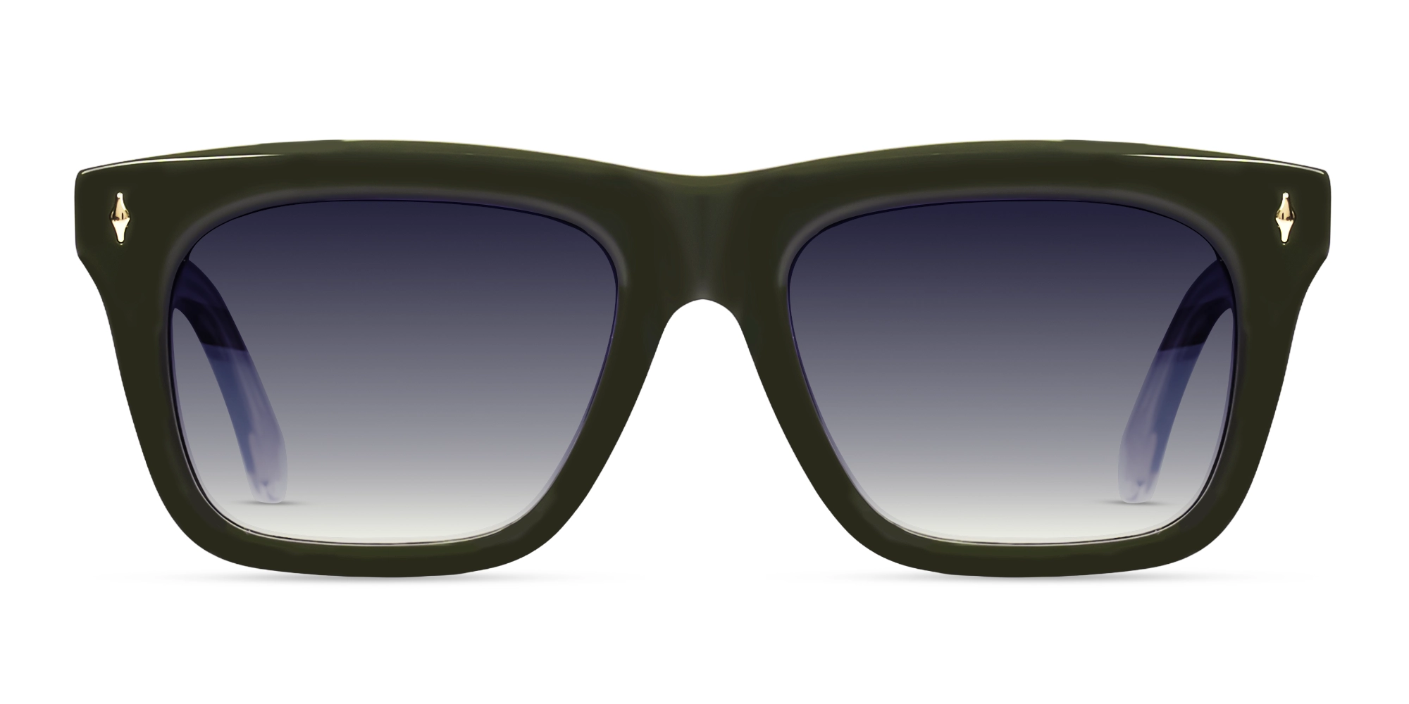 Khaki Green Full-Rim Square Sunglasses With Grey Tint-1