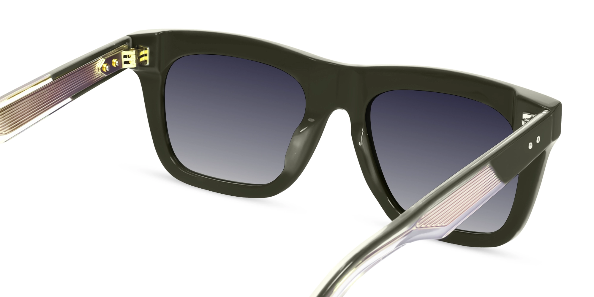 Khaki Green Full-Rim Square Sunglasses With Grey Tint-5