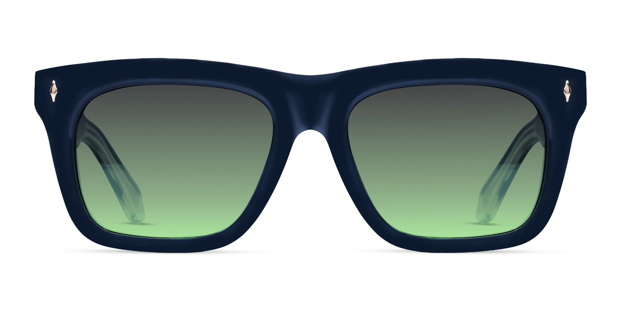 Navy Blue Thick Acetate Frame With Green Sunglasses-1
