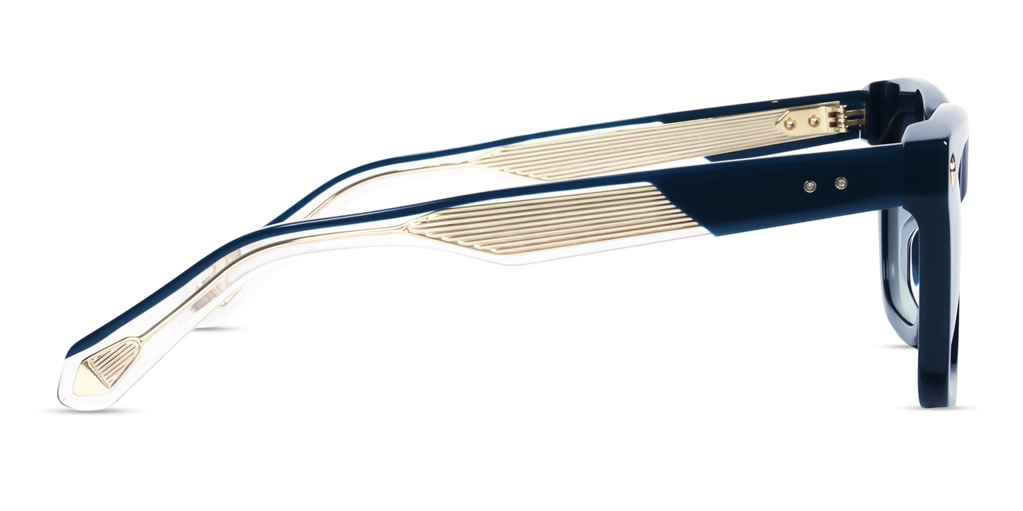 Navy Blue Thick Acetate Frame With Green Sunglasses-4
