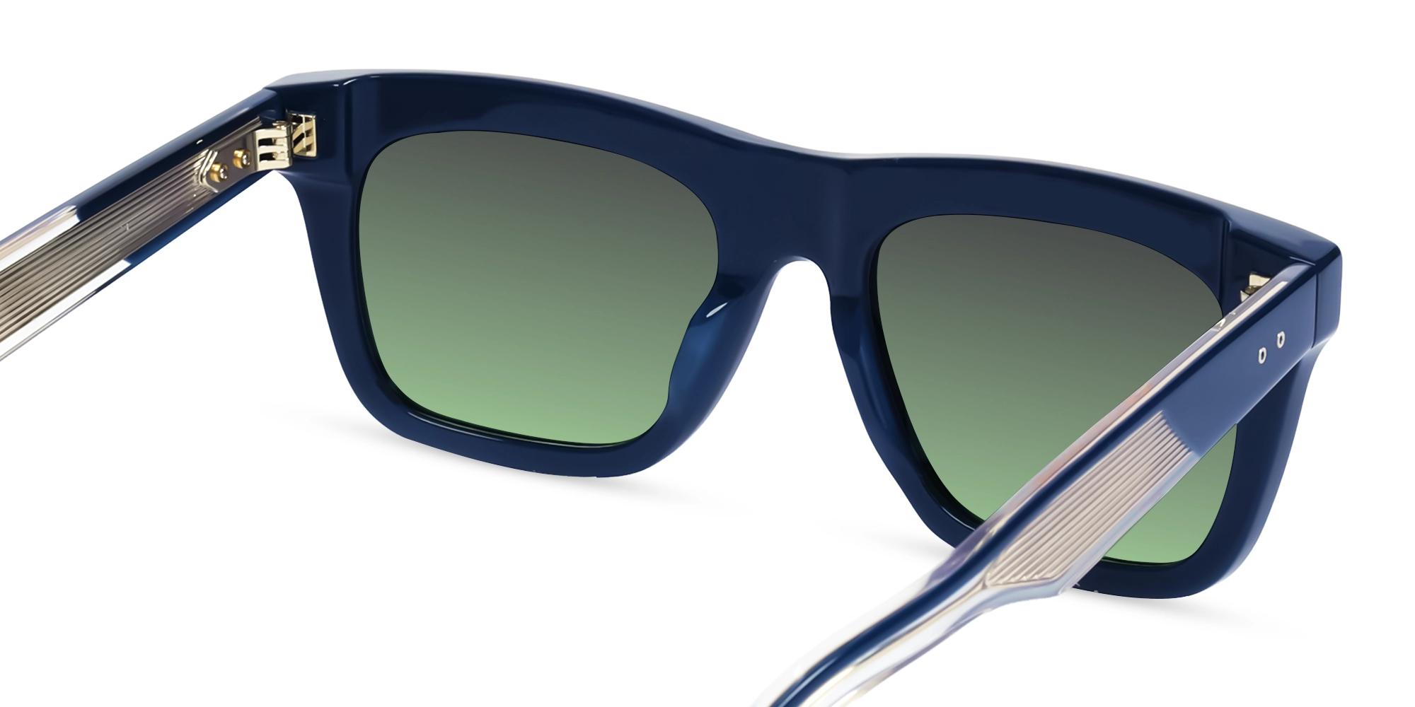 Navy Blue Thick Acetate Frame With Green Sunglasses-5
