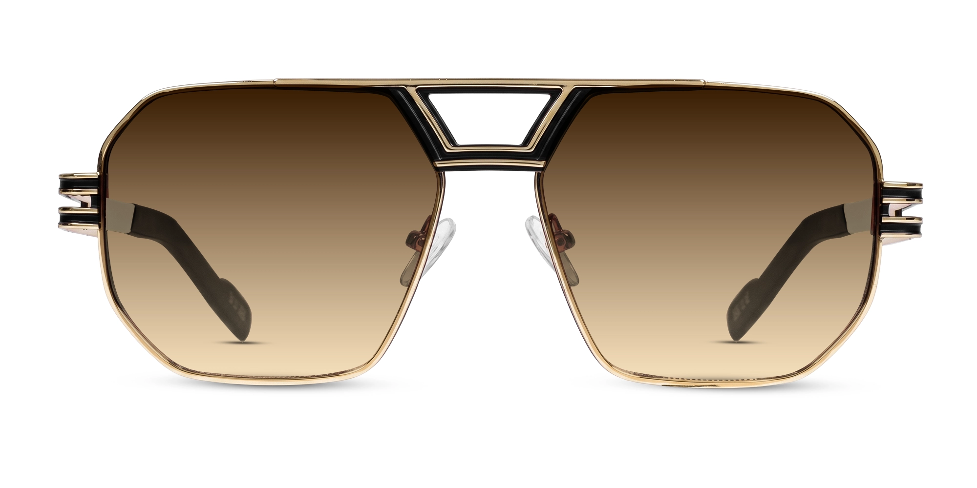 Polished Gold Oversized Frame With Brown Tint Sunglasses-1