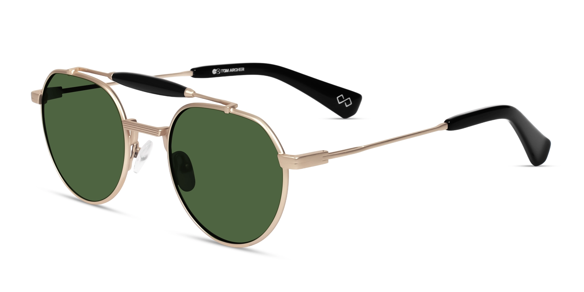 Matte Gold Frame With Dark Green Tint Sunglasses-3 Matte Gold Frame With Dark Green Tint Sunglasses-3