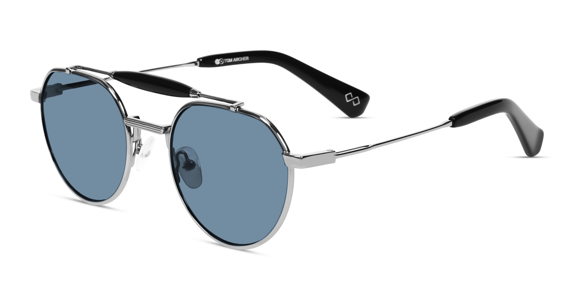 Vintage Silver Round Pilot Frame With Blue Tint Sunglasses-3 Vintage Silver Round Pilot Frame With Blue Tint Sunglasses-3
