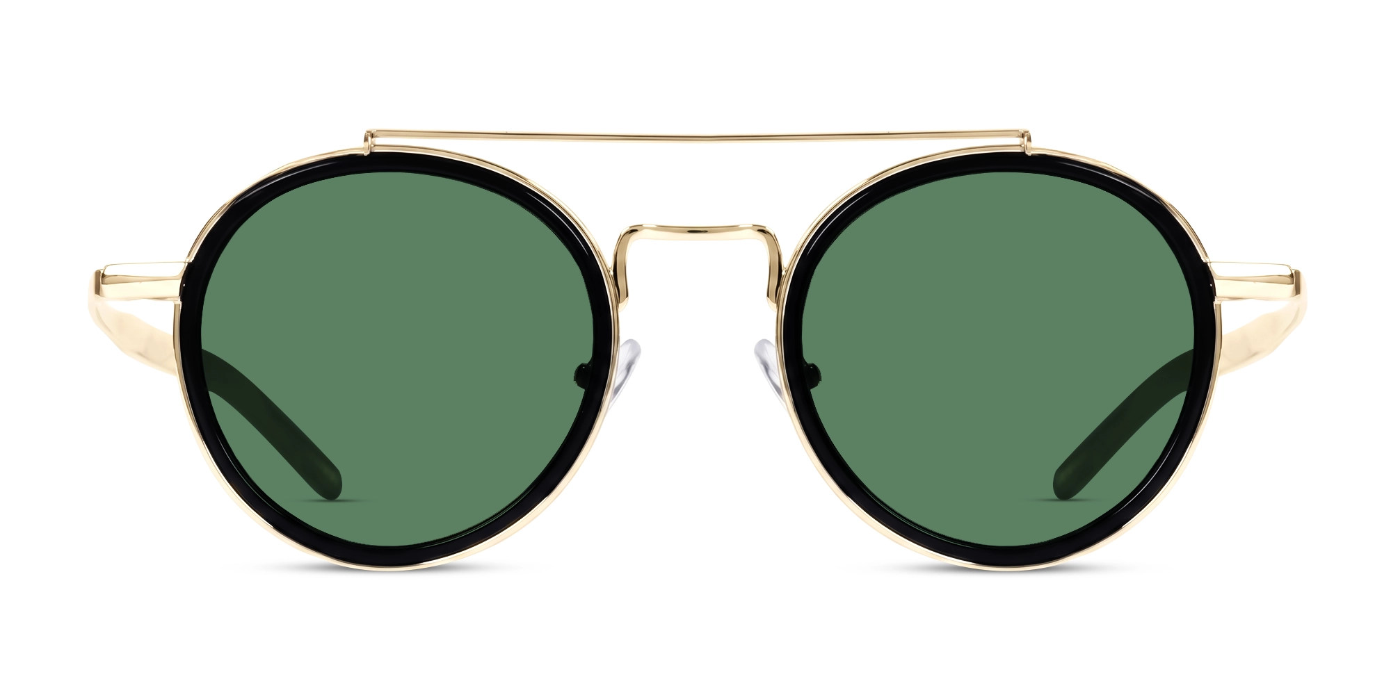 Vintage Gold Round Pilot Frame With Green Tint Sunglasses-1