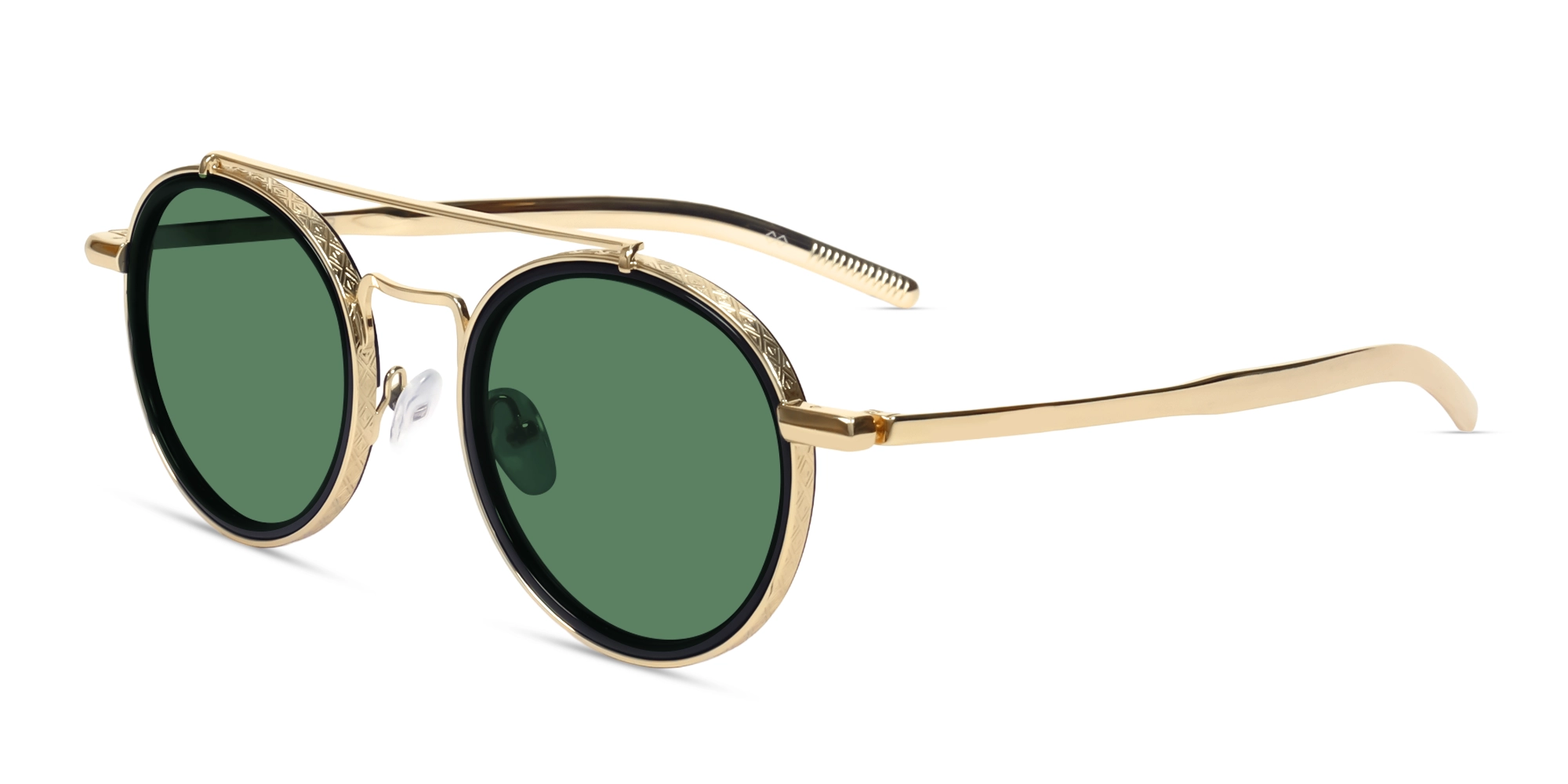 Vintage Gold Round Pilot Frame With Green Tint Sunglasses-3 Vintage Gold Round Pilot Frame With Green Tint Sunglasses-3