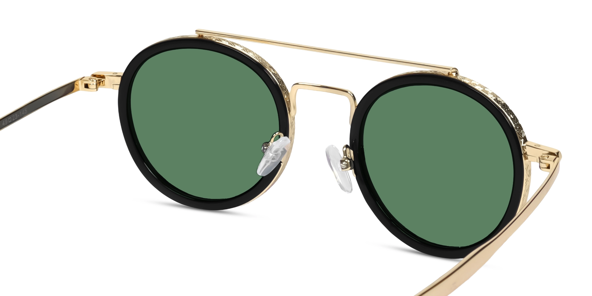 Vintage Gold Round Pilot Frame With Green Tint Sunglasses-5