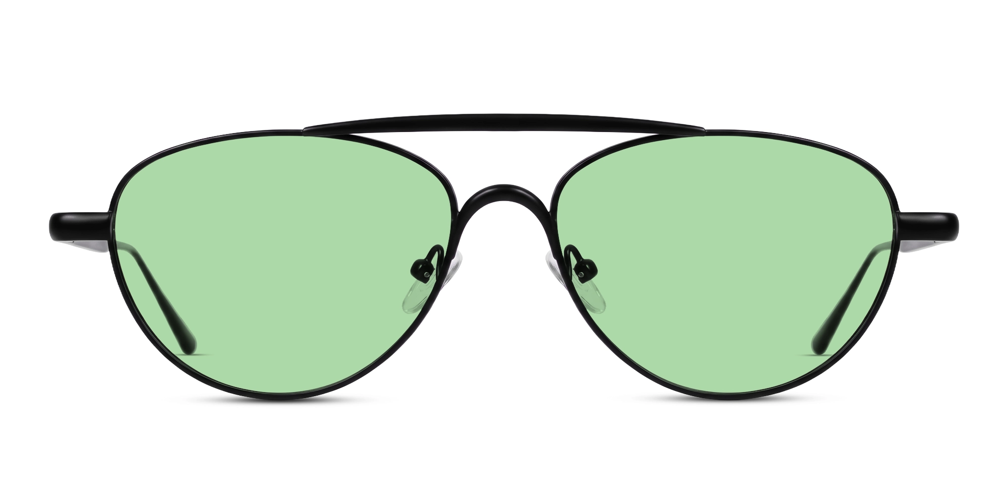 Pilot Black Matte Double Bridge Oval Sunglasses-1