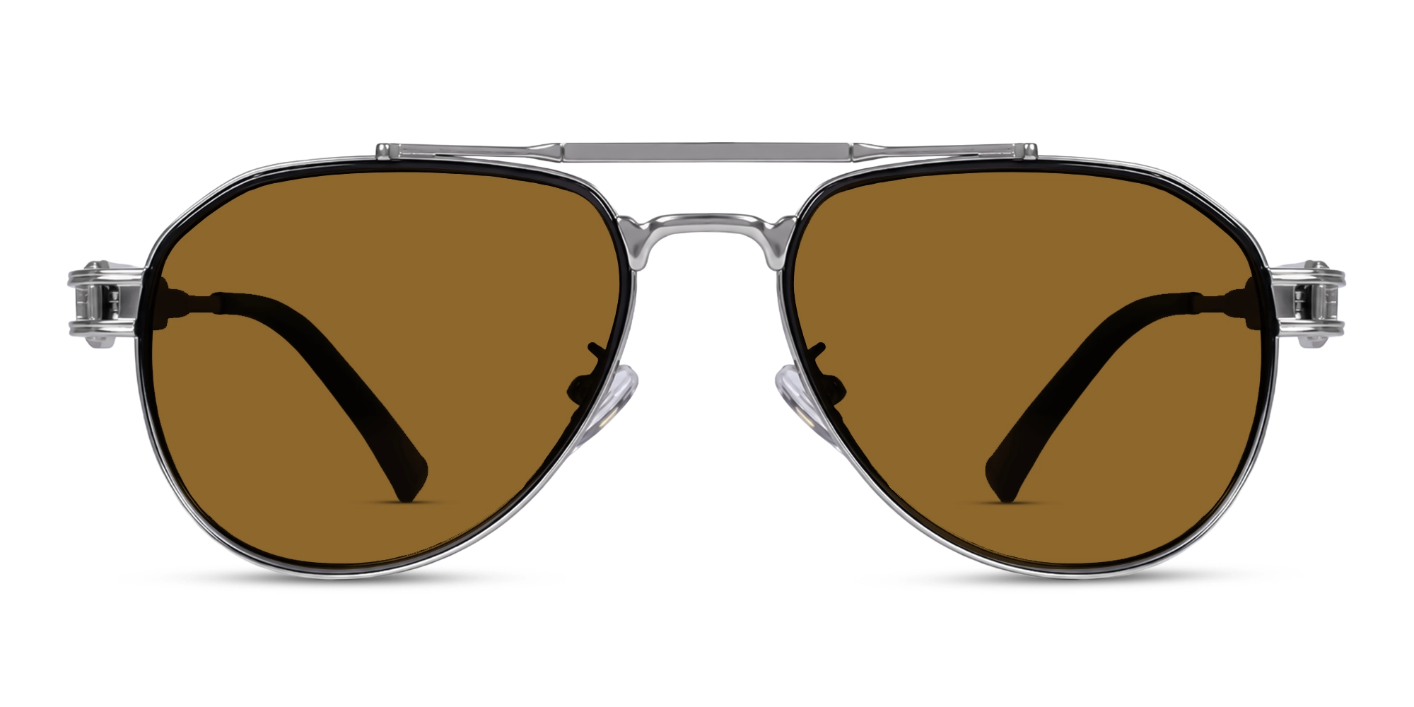 Thick Silver & Brown Frame With Brown Tint Sunglasses-1