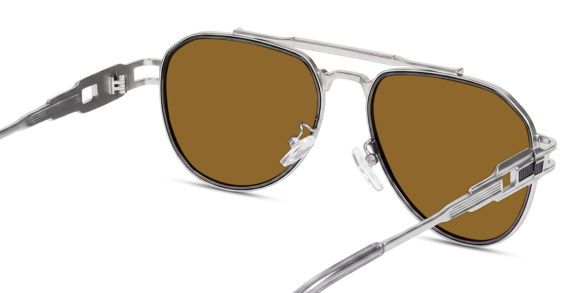 Thick Silver & Brown Frame With Brown Tint Sunglasses-5