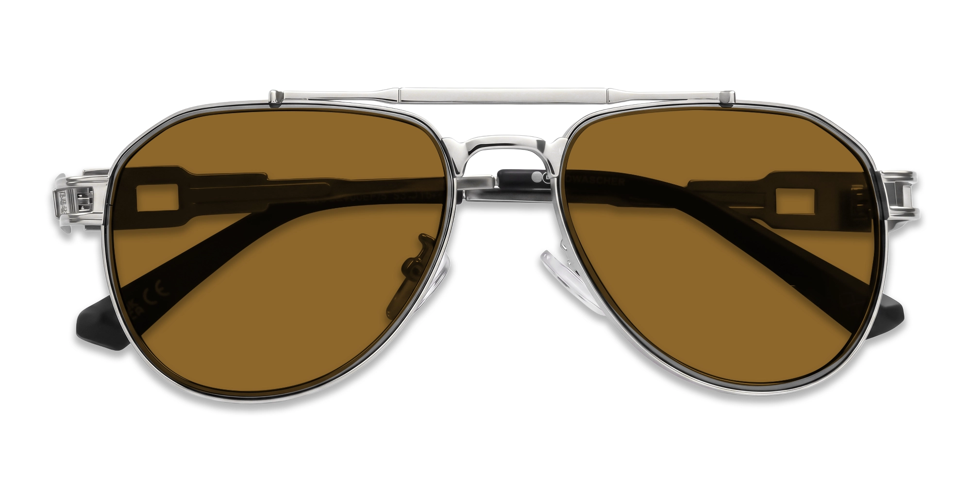 Thick Silver & Brown Frame With Brown Tint Sunglasses-6