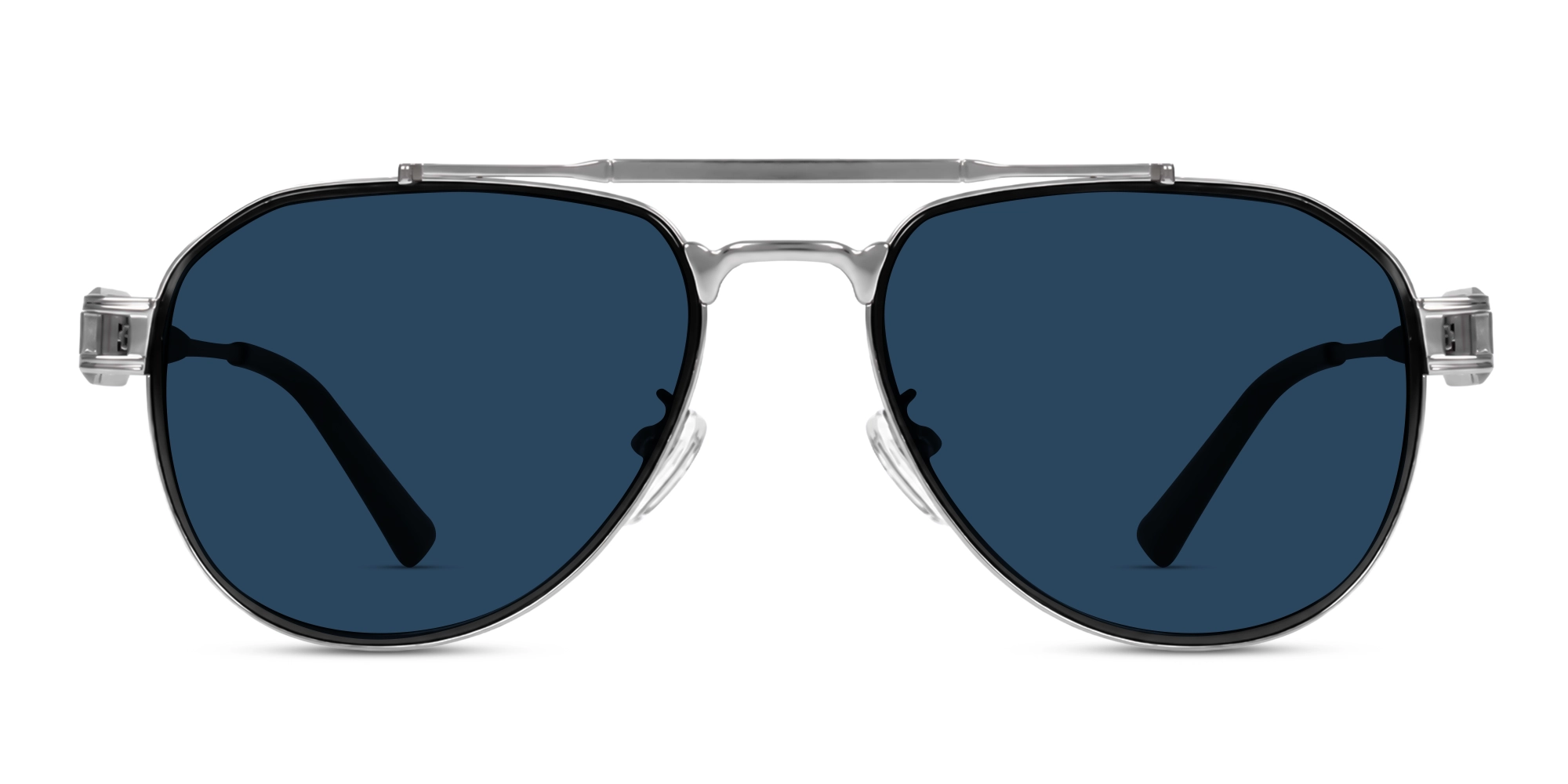 Retro Thick Silver & Blue Frame With Blue Tint Sunglasses-1