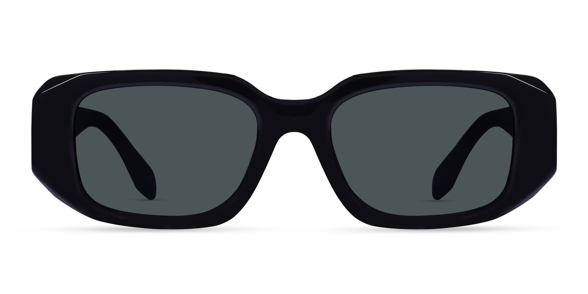 Rectangular Black Frame With Grey Tint Sunglasses-1