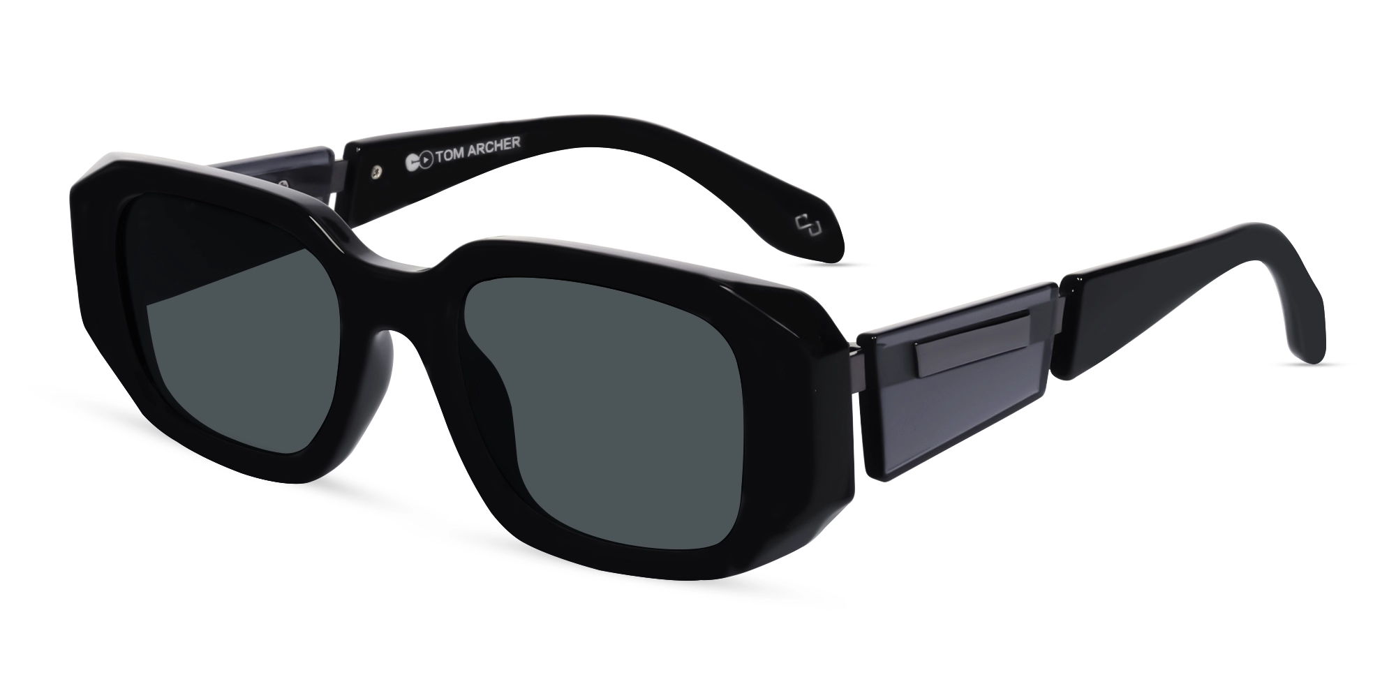 Rectangular Black Frame With Grey Tint Sunglasses-3