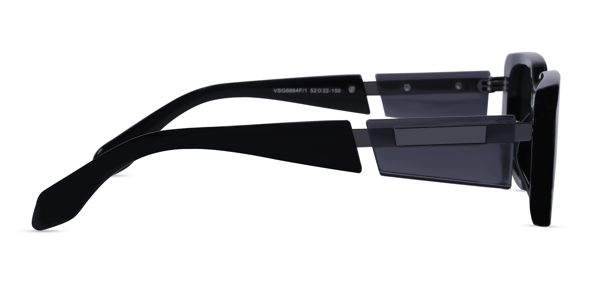 Rectangular Black Frame With Grey Tint Sunglasses-4