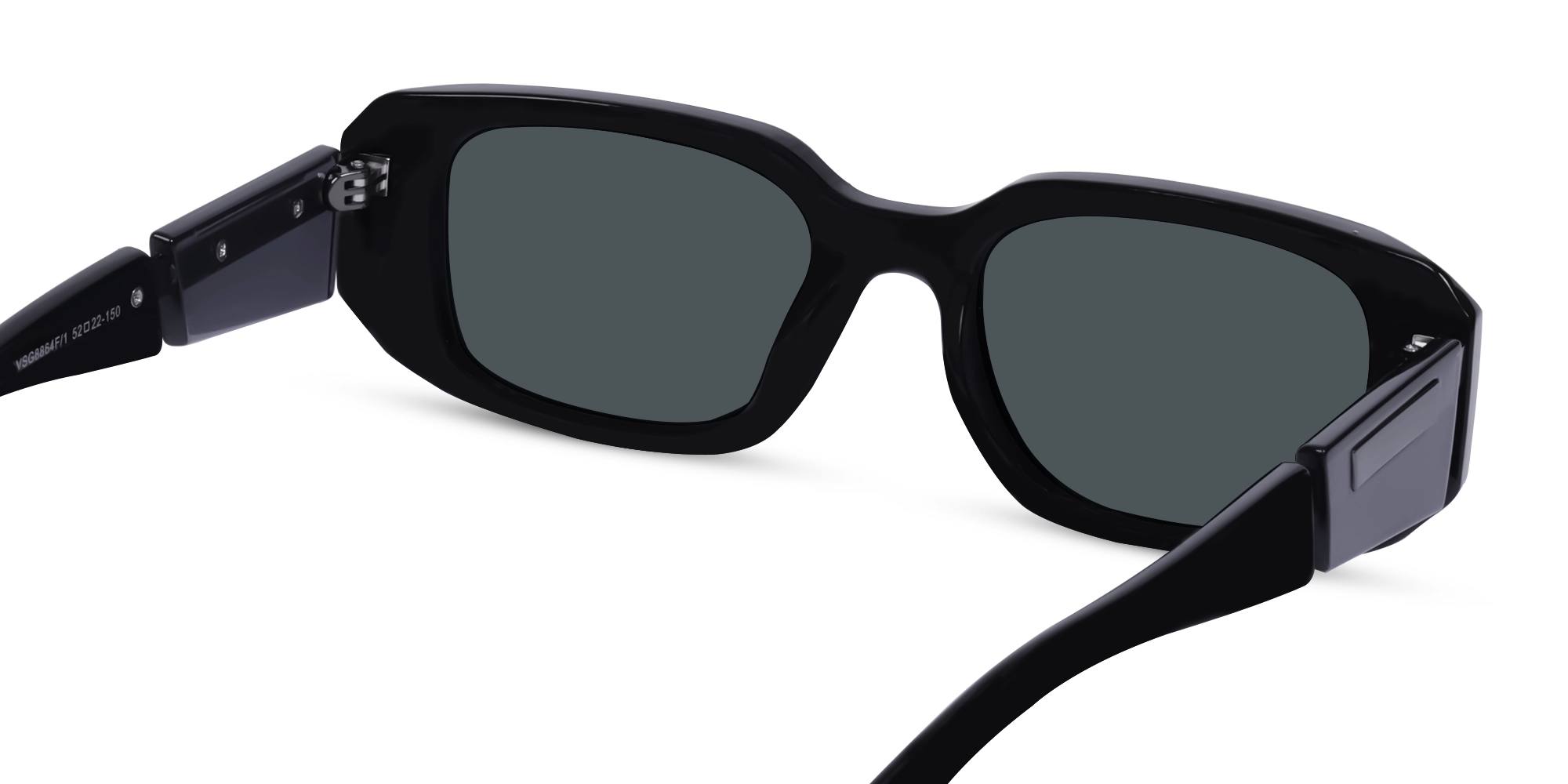 Rectangular Black Frame With Grey Tint Sunglasses-5