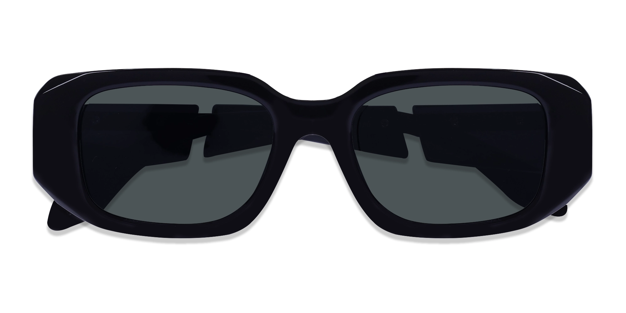 Rectangular Black Frame With Grey Tint Sunglasses-6