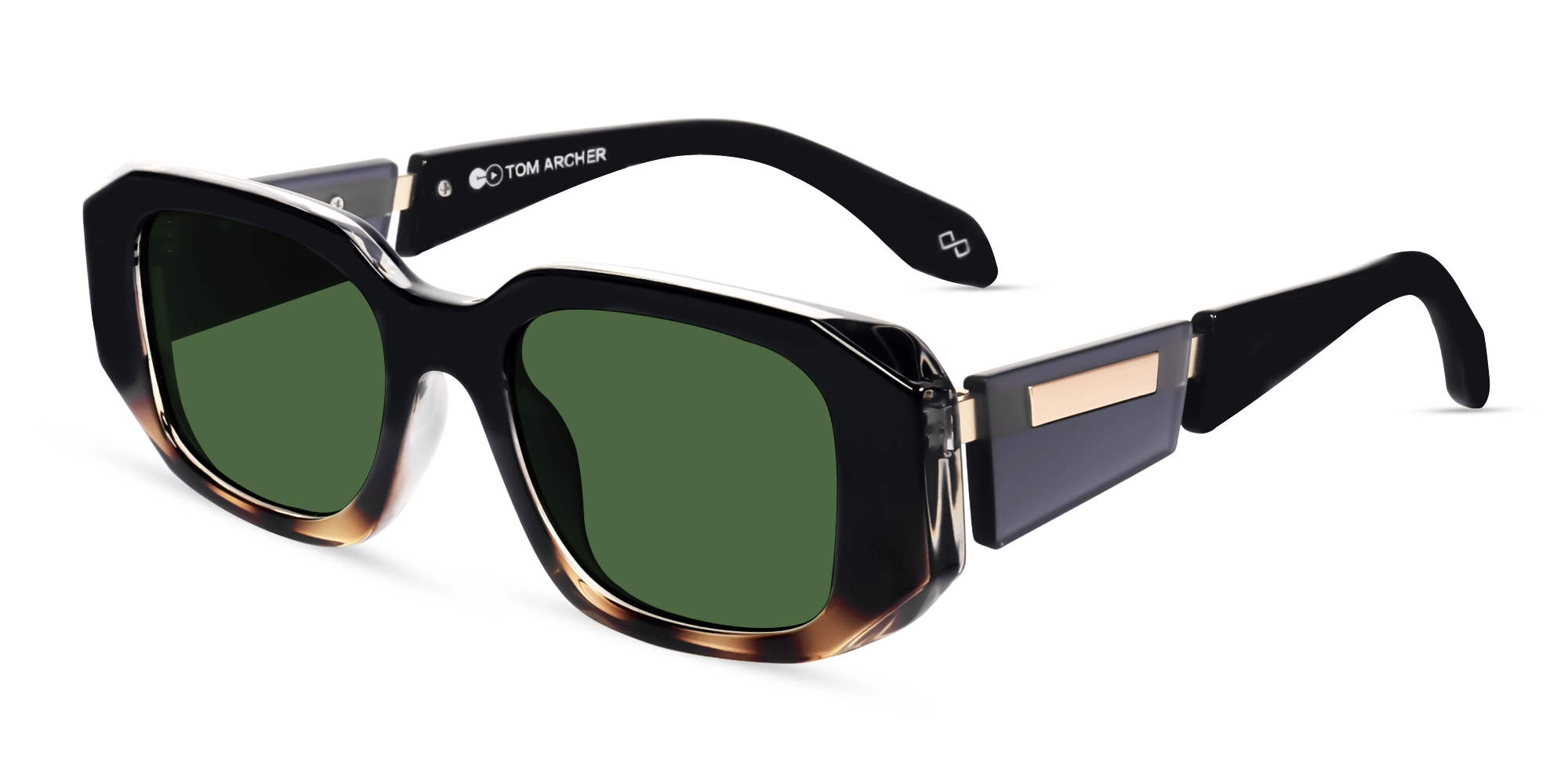 Black & Tortoise Frame With Green Tint Sunglasses-3