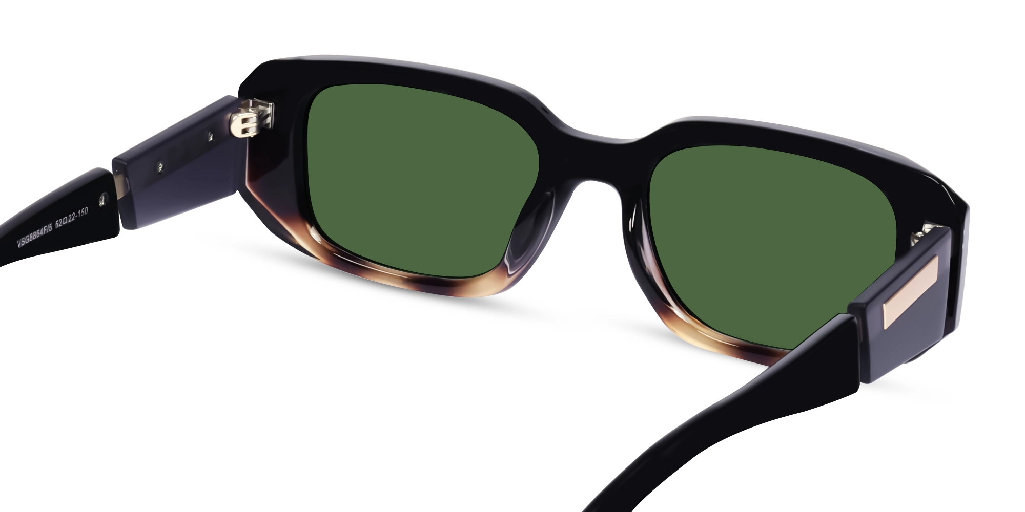 Black & Tortoise Frame With Green Tint Sunglasses-5