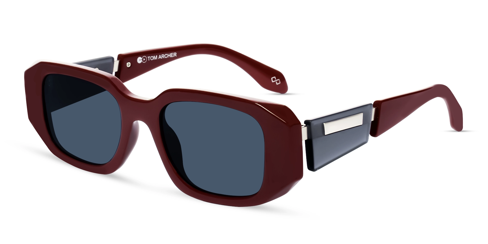 Dark Maroon Frame With Grey Tint Sunglasses-3