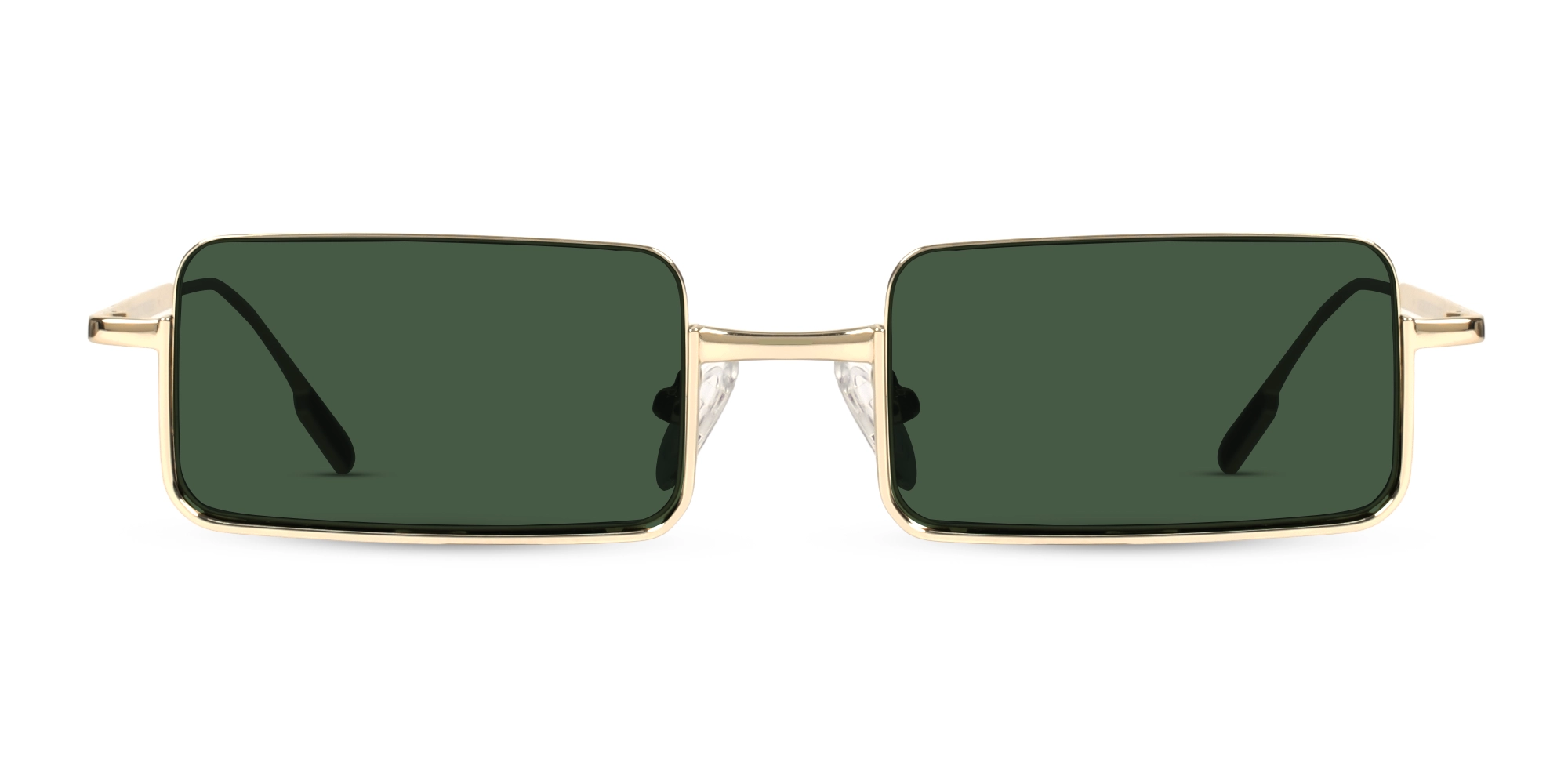 Gold Rectangular Frame With Green Tint Sunglasses-1 Gold Rectangular Frame With Green Tint Sunglasses-1