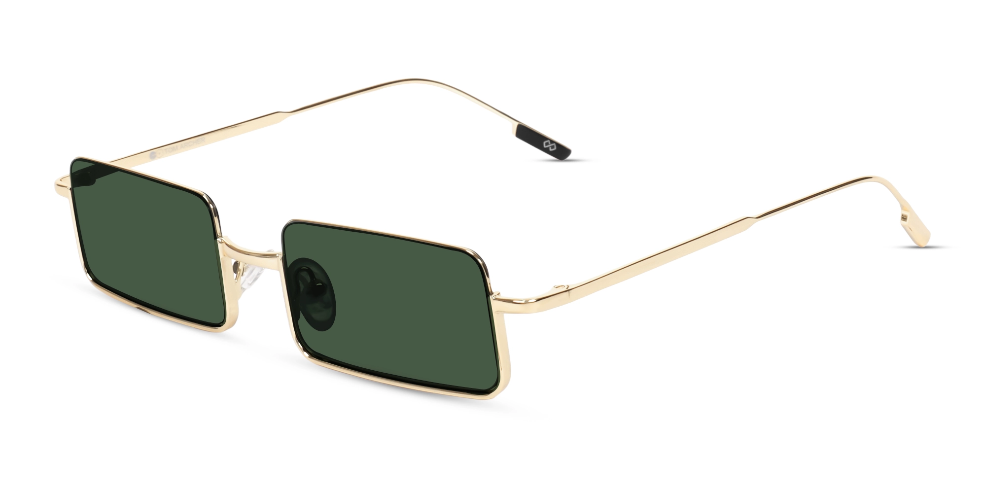 Gold Rectangular Frame With Green Tint Sunglasses-3 Gold Rectangular Frame With Green Tint Sunglasses-3