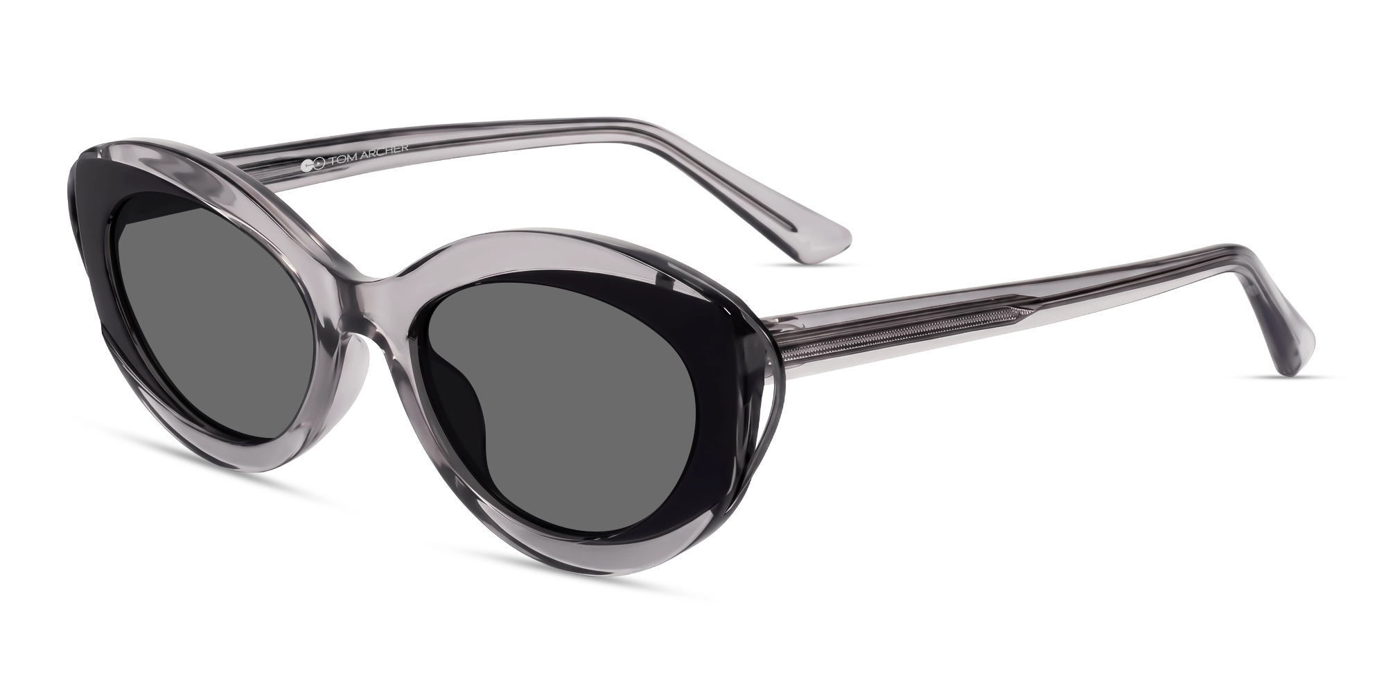 Crystal Grey Cat-Eye Frame With Grey Tint Sunglasses-3 Crystal Grey Cat-Eye Frame With Grey Tint Sunglasses-3