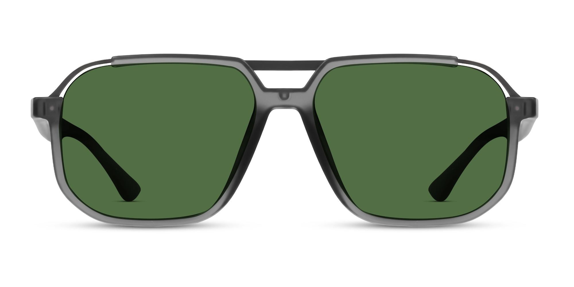Translucent Grey Pilot Frame With Green Tint Sunglasses-1
